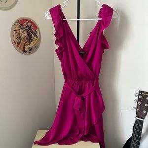 Fuchsia, Ruffle, Express Dress. Size M.